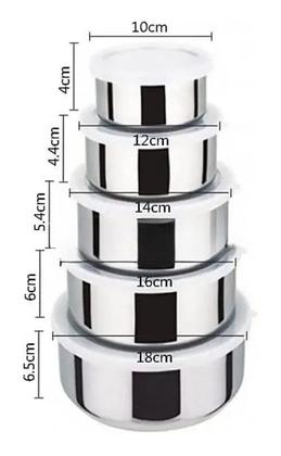 Imagem de Conjunto De Potes Tigela Inox C Tampa Bowl Redondo Moderno