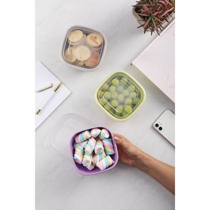 Imagem de Conjunto de Potes Tramontina Mixcolor em Polipropileno Colorido com Tampa Transparente 600 ml 03 Peças