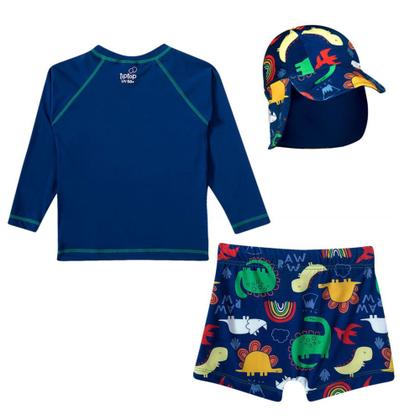 Imagem de Conjunto De Praia Infantil Com Bone Dinossauro Proteção Solar Tip Top