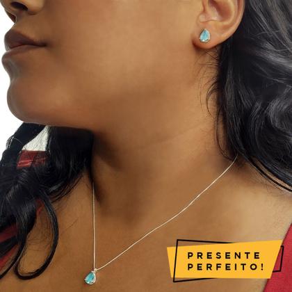 Imagem de Conjunto De Prata 925 Cordão E Brincos Com Garantia De 1 Ano