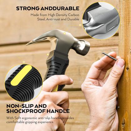 Imagem de Conjunto de pregos e martelos de hardware INCLY 620 unidades com martelo de garra de 225 ml