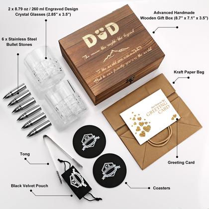 Imagem de Conjunto de presentes de uísque EXREIZST, pedras e copos de aço inoxidável