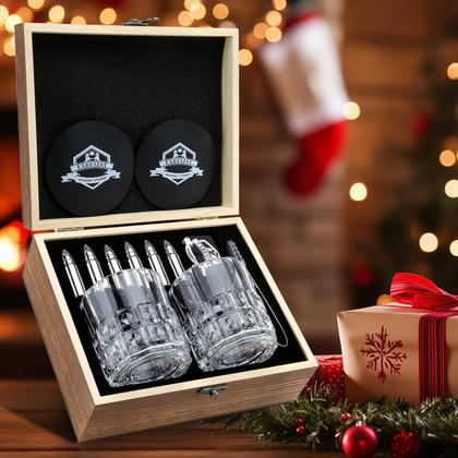 Imagem de Conjunto de presentes de uísque EXREIZST, pedras e copos de aço inoxidável