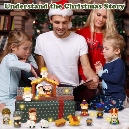 Imagem de Conjunto de presépios Pamonrueer, 19 peças de estatuetas pintadas à mão em resina