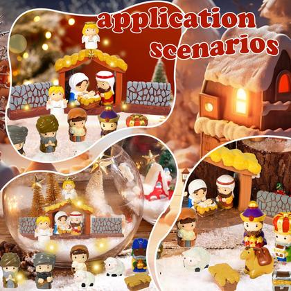 Imagem de Conjunto de presépios Pamonrueer, 19 peças de estatuetas pintadas à mão em resina