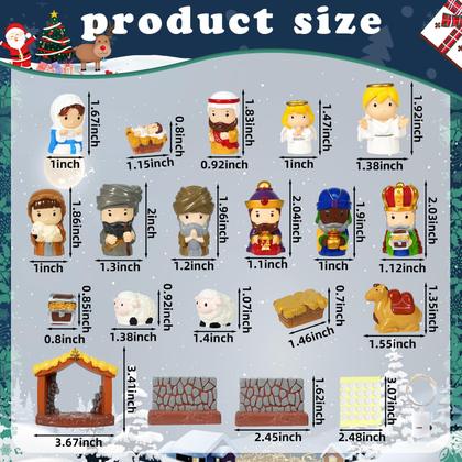 Imagem de Conjunto de presépios Pamonrueer, 19 peças de estatuetas pintadas à mão em resina