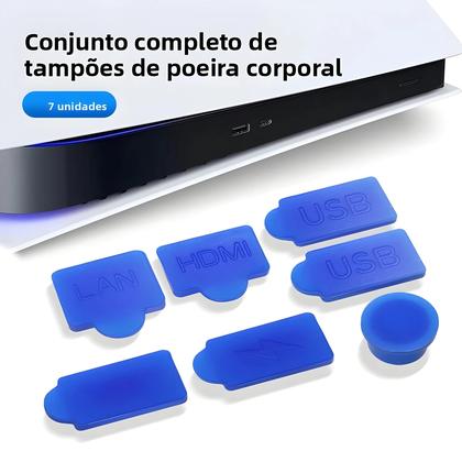 Imagem de Conjunto De Protetores De Poeira Para Console De Jogo PS5 7 PCS Capa De Silicone Anti-Poeira
