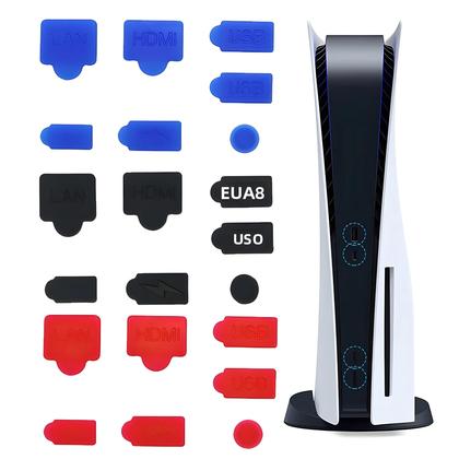 Imagem de Conjunto De Protetores De Poeira Para Console De Jogo PS5 7 PCS Capa De Silicone Anti-Poeira