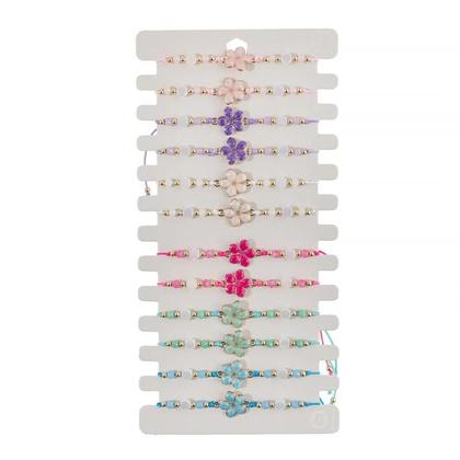 Imagem de Conjunto De Pulseiras Com Pingentes De Flores Coloridas Em Liga Metálica Para Mulheres, Com Contas