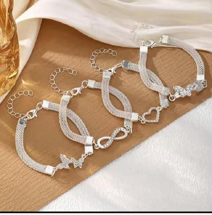 Imagem de  Conjunto de Pulseiras Femininas em Prata 925  Elegância e Brilho para Qualquer Ocasião 