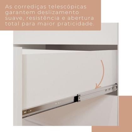 Imagem de Conjunto de Quarto Infantil 1 Cômoda 4 Gavetas 1 Guarda-Roupa de Bebê 4 Portas e 2 Gavetas Ariel Branco