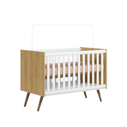 Imagem de Conjunto de Quarto Infantil Alice Retrô Cômoda com Berço Mini Cama Freijó / Branco