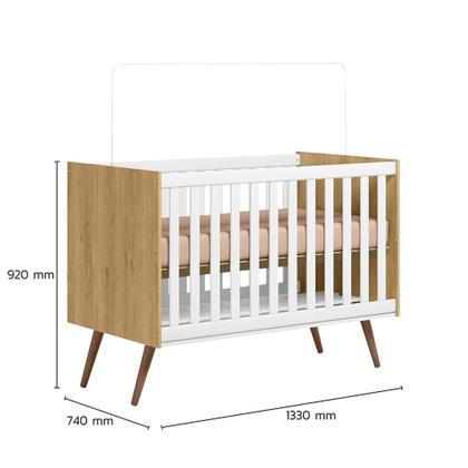 Imagem de Conjunto de Quarto Infantil Alice Retrô Cômoda com Berço Mini Cama Freijó / Branco