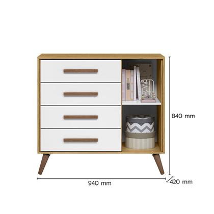 Imagem de Conjunto de Quarto Infantil Alice Retrô Cômoda com Berço Mini Cama Freijó / Branco