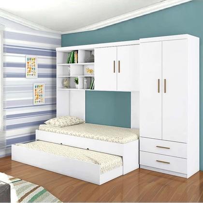 Imagem de Conjunto de Quarto Juvenil Chiara 4 Peças com Cama e Cama Auxiliar Solteiro