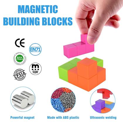 Imagem de Conjunto de quebra-cabeças 3D de blocos de construção magnéticos WorwOder Kids Magic