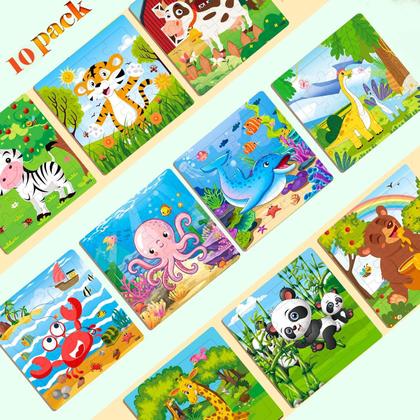 Imagem de Conjunto de quebra-cabeças de madeira com 20 peças para crianças de 3 a 6 anos, pacote com 10