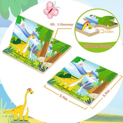 Imagem de Conjunto de quebra-cabeças de madeira com 20 peças para crianças de 3 a 6 anos, pacote com 10