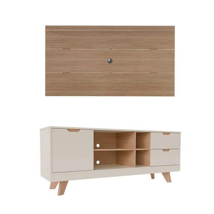 Imagem de Conjunto de Rack Michigan com Painel para TV até 75 Polegadas Nevada Carvalho e Off White