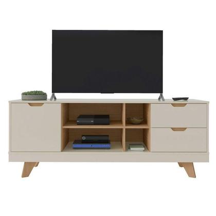 Imagem de Conjunto de Rack Michigan com Painel para TV até 75 Polegadas Nevada Carvalho e Off White