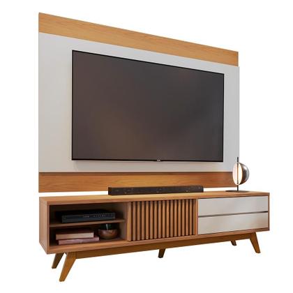 Imagem de Conjunto de Rack Veneza 1 PT 2 GV com Painel para TV até 75 Polegadas Nilo Freijó e Off White