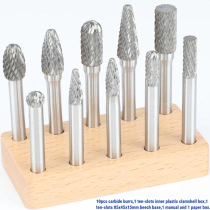Imagem de Conjunto de rebarbas de metal duro Sworker, 10 peças de brocas de 1/4 de haste