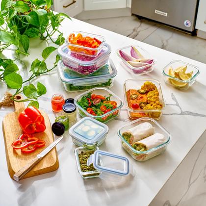 Imagem de Conjunto de recipientes de vidro para armazenamento de alimentos, 40 unidades com tampas herméticas