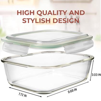 Imagem de Conjunto de recipientes de vidro para armazenamento de alimentos Razab 80 oz com tampa hermética