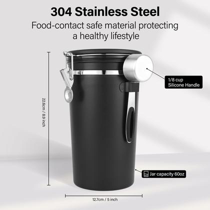 Imagem de Conjunto de recipientes para alimentos Malmo 1.8L, aço inoxidável preto, 3 peças