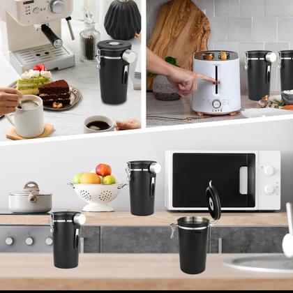 Imagem de Conjunto de recipientes para alimentos Malmo 1.8L, aço inoxidável preto, 3 peças