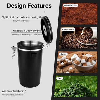 Imagem de Conjunto de recipientes para alimentos Malmo 1.8L, aço inoxidável preto, 3 peças