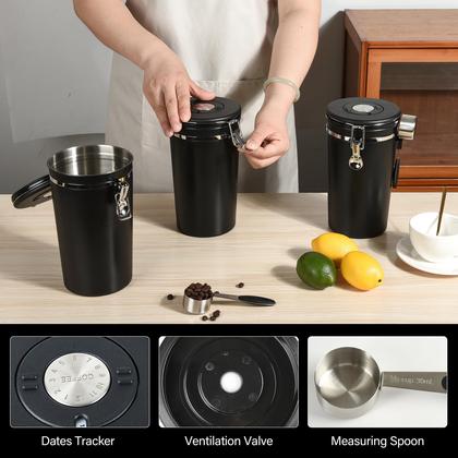 Imagem de Conjunto de recipientes para alimentos Malmo 1.8L, aço inoxidável preto, 3 peças