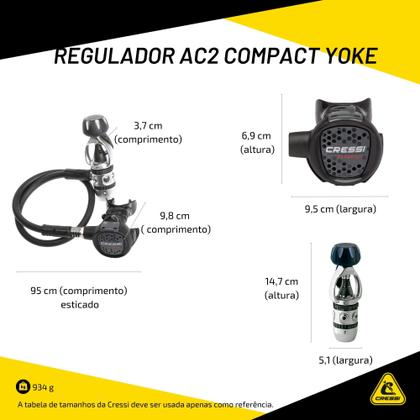 Imagem de Conjunto de Regulador 1º e 2º Estágios para Mergulho Cressi AC2 Compact Yoke
