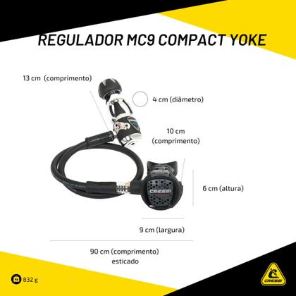 Imagem de Conjunto de Regulador 1º e 2º Estágios para Mergulho Cressi MC9 Compact Yoke