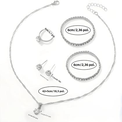 Imagem de Conjunto De Relógio Casual De Moda Feminina Com 7 Peças, Incluindo Colar, Pulseira, Anel E Brincos