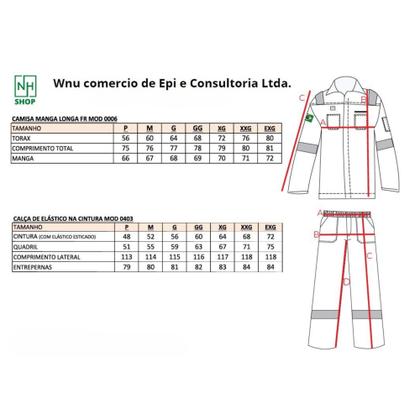 Imagem de Conjunto de Roupa Antichamas Fr Nr10 - Atpv 11 Cal/cm2 RISCO 2