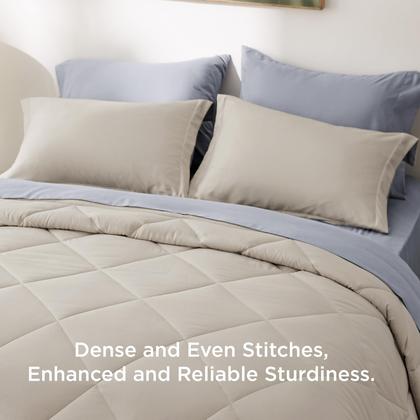 Imagem de Conjunto de roupa de cama Bedsure Queen Comforter 7 peças reversível bege