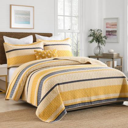 Imagem de Conjunto de roupa de cama Homzard Quilt Cotton Queen Yellow Preto Cinza