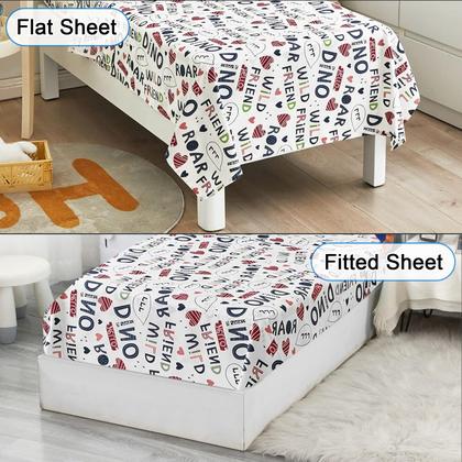 Imagem de Conjunto de roupa de cama infantil Wowelife Dinosaur Grey para meninos, 4 peças