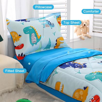 Imagem de Conjunto de roupa de cama infantil Wowelife Dinosaur para meninos e meninas