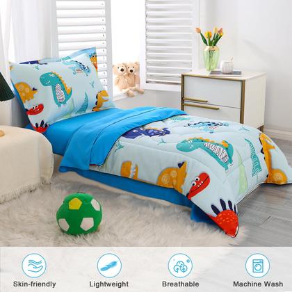 Imagem de Conjunto de roupa de cama infantil Wowelife Dinosaur para meninos e meninas