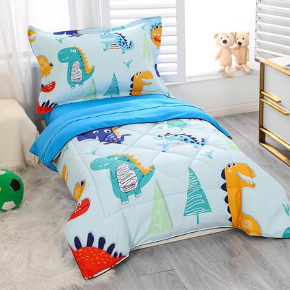 Imagem de Conjunto de roupa de cama infantil Wowelife Dinosaur para meninos e meninas