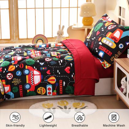Imagem de Conjunto de roupa de cama Wowelife Cars para meninos, 4 peças
