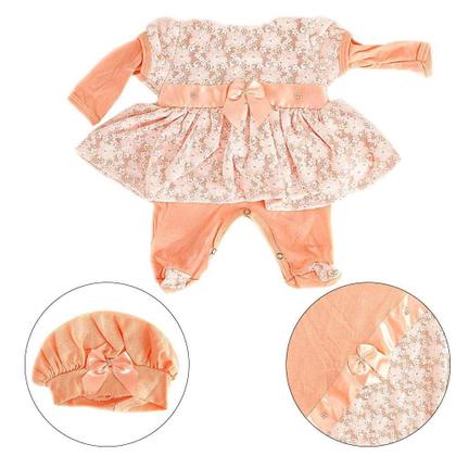 Conjunto de Roupa de Luxo Salmão - 5 peças - RN (0-1 Mês) - Cegonha Reborn Dolls Imagem de Conjunto de Roupa de Luxo Salmão - 5 peças - RN (0-1 Mês)