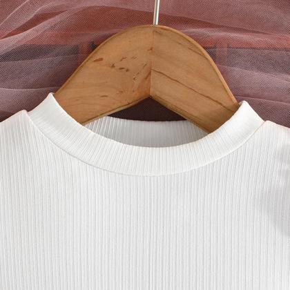 Imagem de Conjunto de Roupa de Verão para Meninas - Blusa com Manga Bufante e Saia Elástica