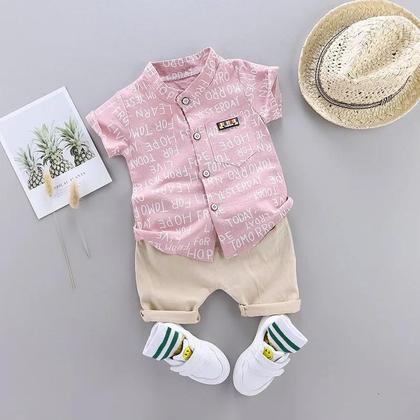 Imagem de Conjunto de Roupa Infantil Verão - 2 Peças (Camisa e Shorts) para Bebês e Meninos