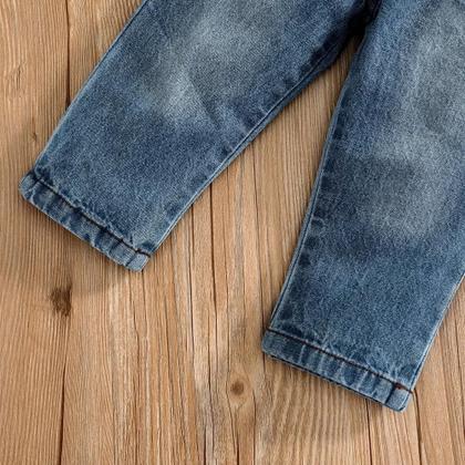 Imagem de Conjunto de Roupas de Bebê - Jeans Listrado com Elefante - Primavera/Outono (0-24 Meses)