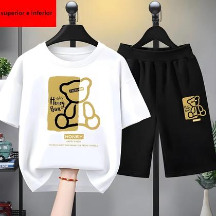 Imagem de Conjunto De Roupas De Verão Para Bebê Menino E Menina, Camiseta Com Estampa De Urso Em Cartoon E