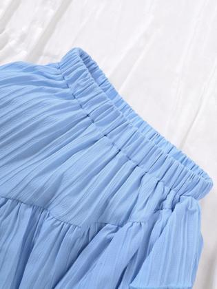 Imagem de Conjunto De Roupas De Verão Para Meninas De 8 a 12 Anos, Blusas De Manga Flutuante Em Cores Sólidas