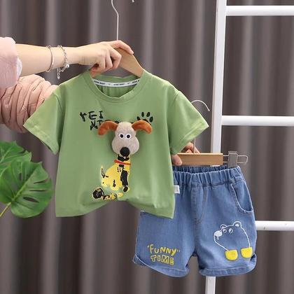 Imagem de Conjunto de Roupas Infantil Verão - Camisetas e Shorts de Algodão com Desenhos Animados